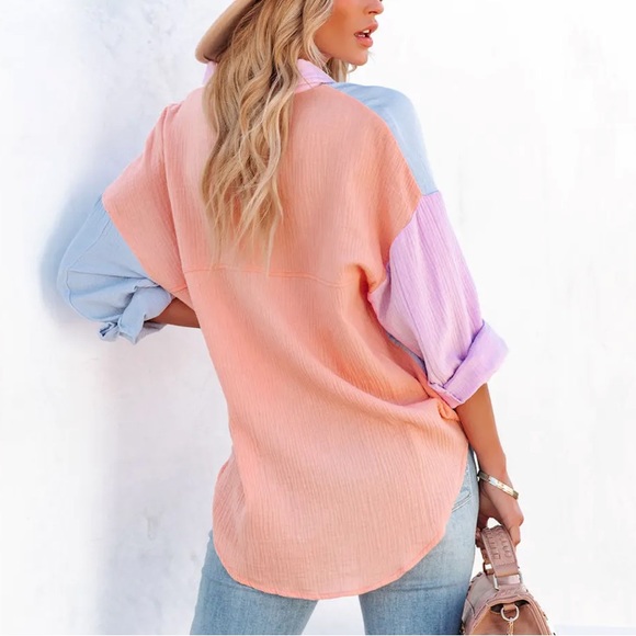 Vici Colorblock button down top - Picture 4 of 5